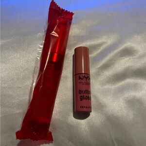 (5/$25) Revlon glimmer lip oil candy hearts & nyx butter gloss crême brulee